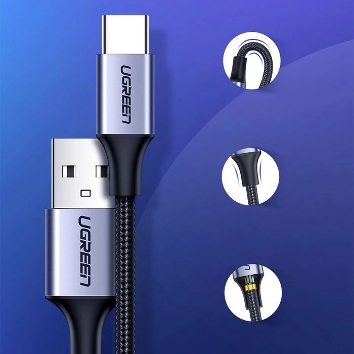 Ugreen kabel przewód USB - USB Typ C Quick Charge 3.0 3A 1m szary