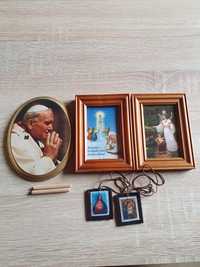 Obrazek z papieżem Janem Pawłem II i aniołem stróżem