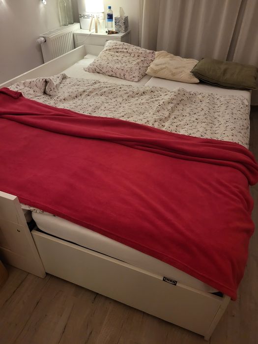 Łóżko Ikea rozkładane 80/200 BRIMNES  2 x materac