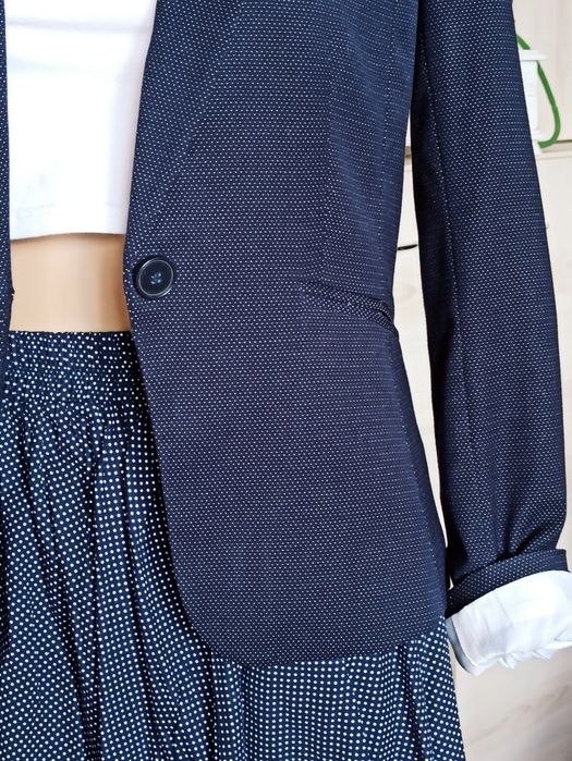 Sg Piękny elegancki żakiet 34 , XS granatowa marynarka damska 34 , XS