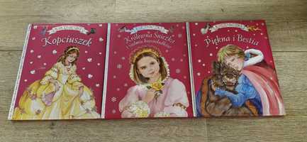 3 książki z serii Księżniczki Kopciuszek,Królewna Śnieżka,piękna i bes