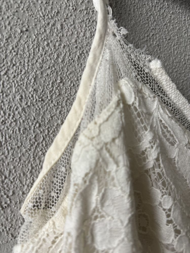 4sztuki Crop top kombinezon bluzka koronka koronkowa kwiatki s m