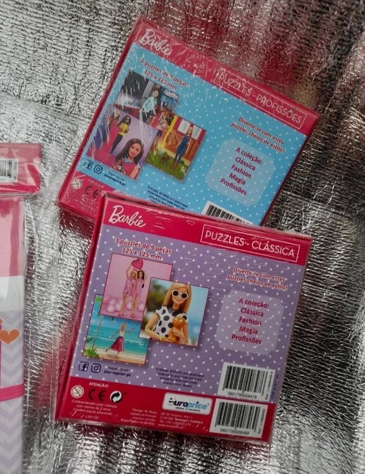 Conjunto 6 puzzles, 2 cadernos e 12 lápis Barbie