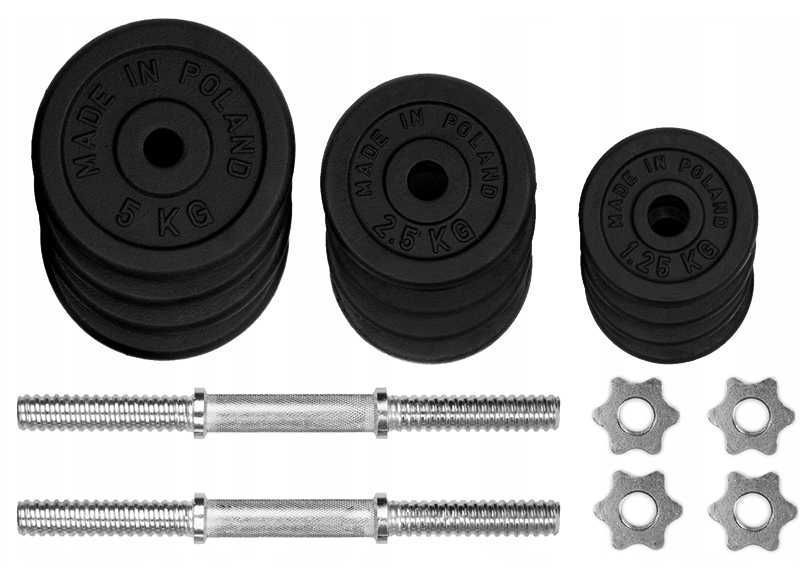 Hantle żeliwne 2x20kg zestaw 40kg hantelki gryfy talerze ZESTAW P