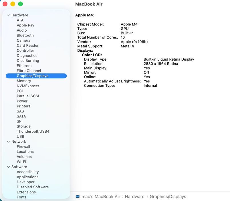 MacBook AIR 15 M4/10 CPU/ 10 GPU/ 24 ram/ 512 Midnight