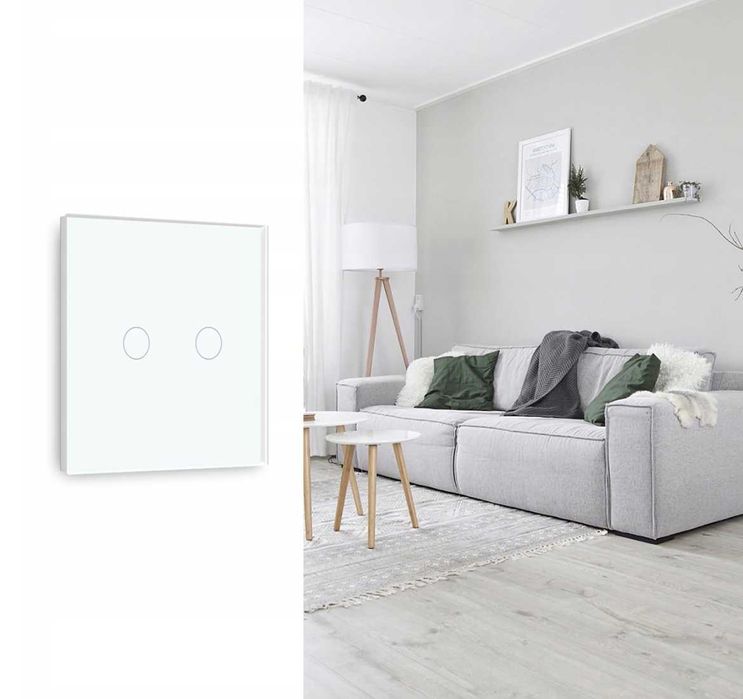 WŁĄCZNIK DOTYKOWY szklany wyłącznik światła podwójny biały