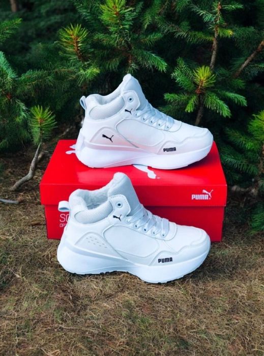 Жіночі білі зимові кросівки Puma/женские кожаные зимние ботинки пума