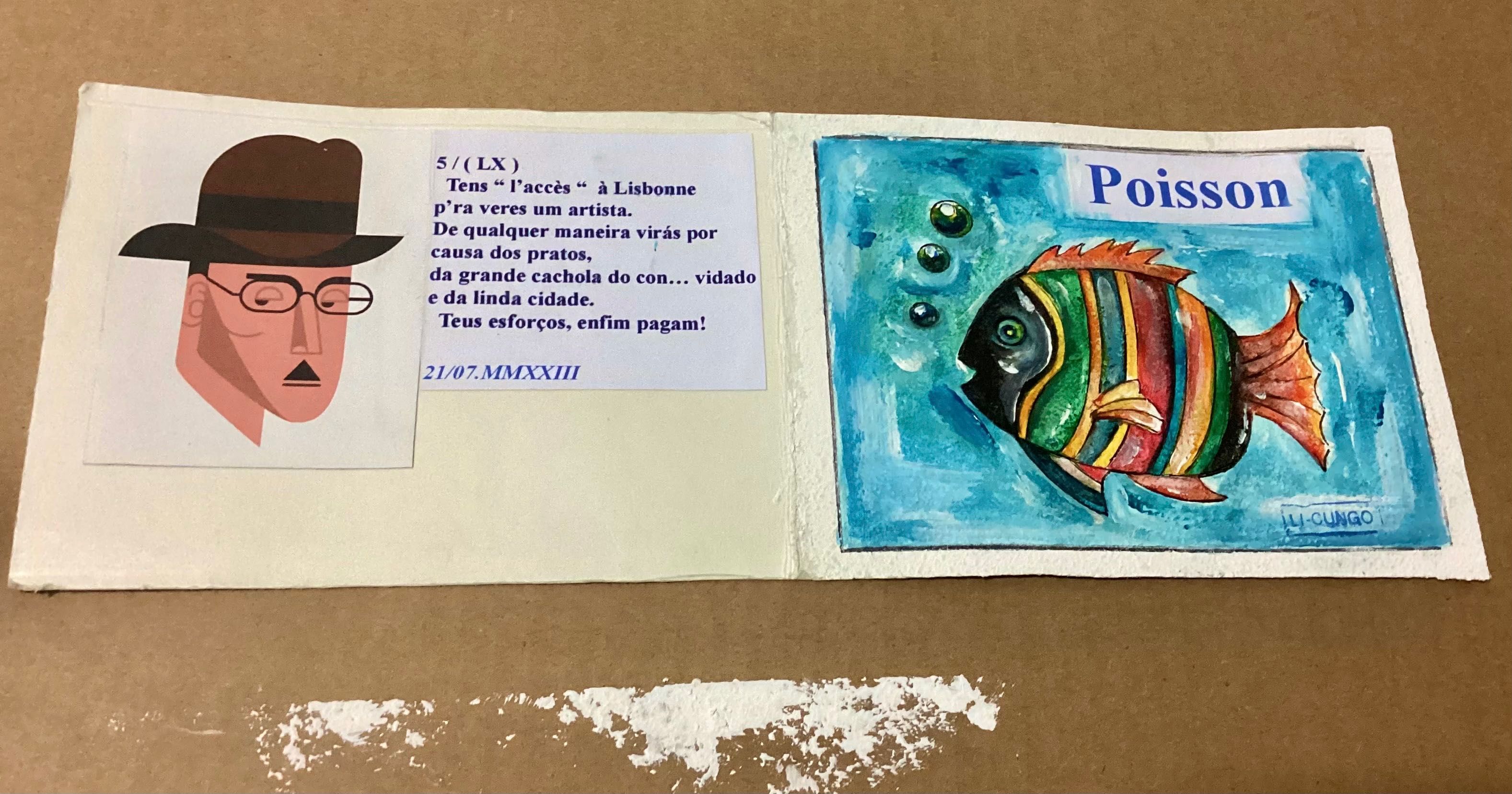 Pintura com poema original feito a mao aguarela
