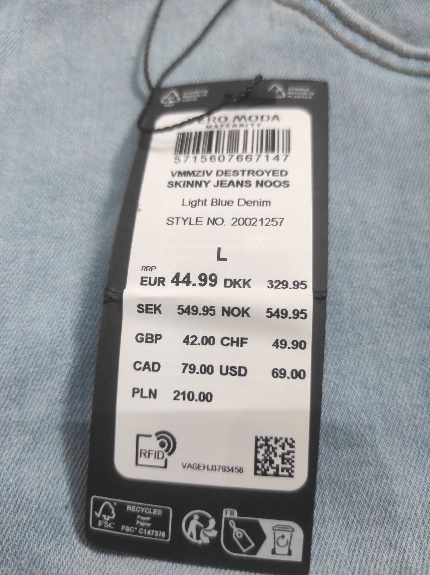 Jeansy ciążowe z przetarciami Vero Moda