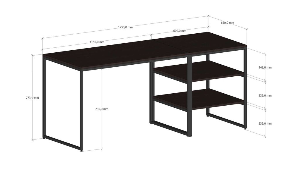 Письмовий стіл в стилі лофт - ясен венге