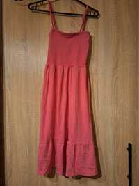 Dłuższą sukienka bawełniana różowa