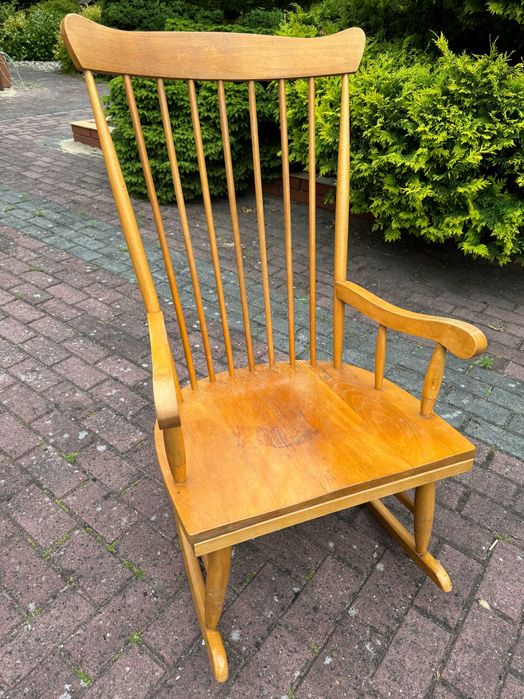 Fotel bujany drewniany krzesło wypoczynek relaks prezent