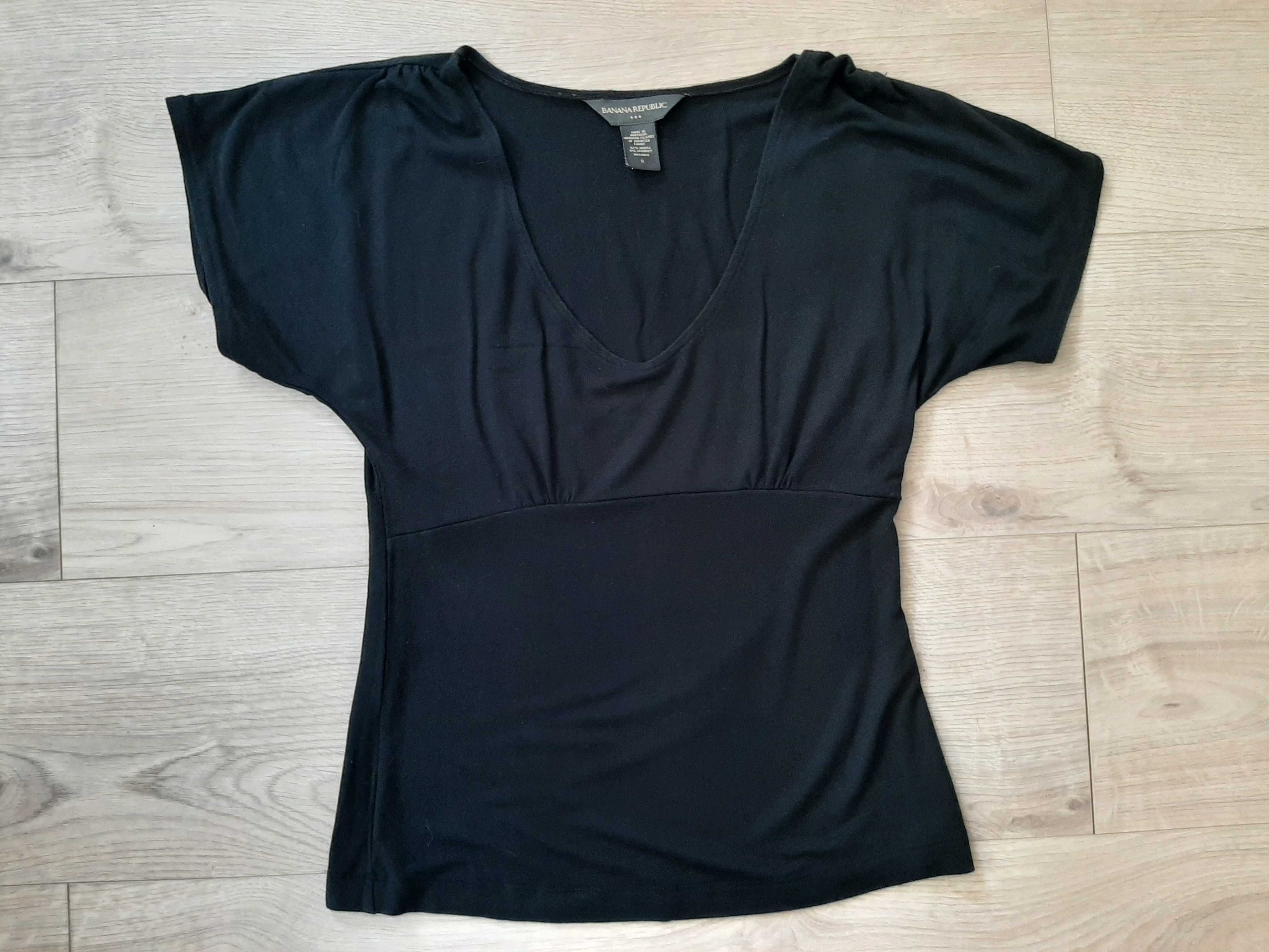 BANANA REPUBLIC Czarna Bluzeczka z Rękawkiem-S. Skład: 92%  Modal !