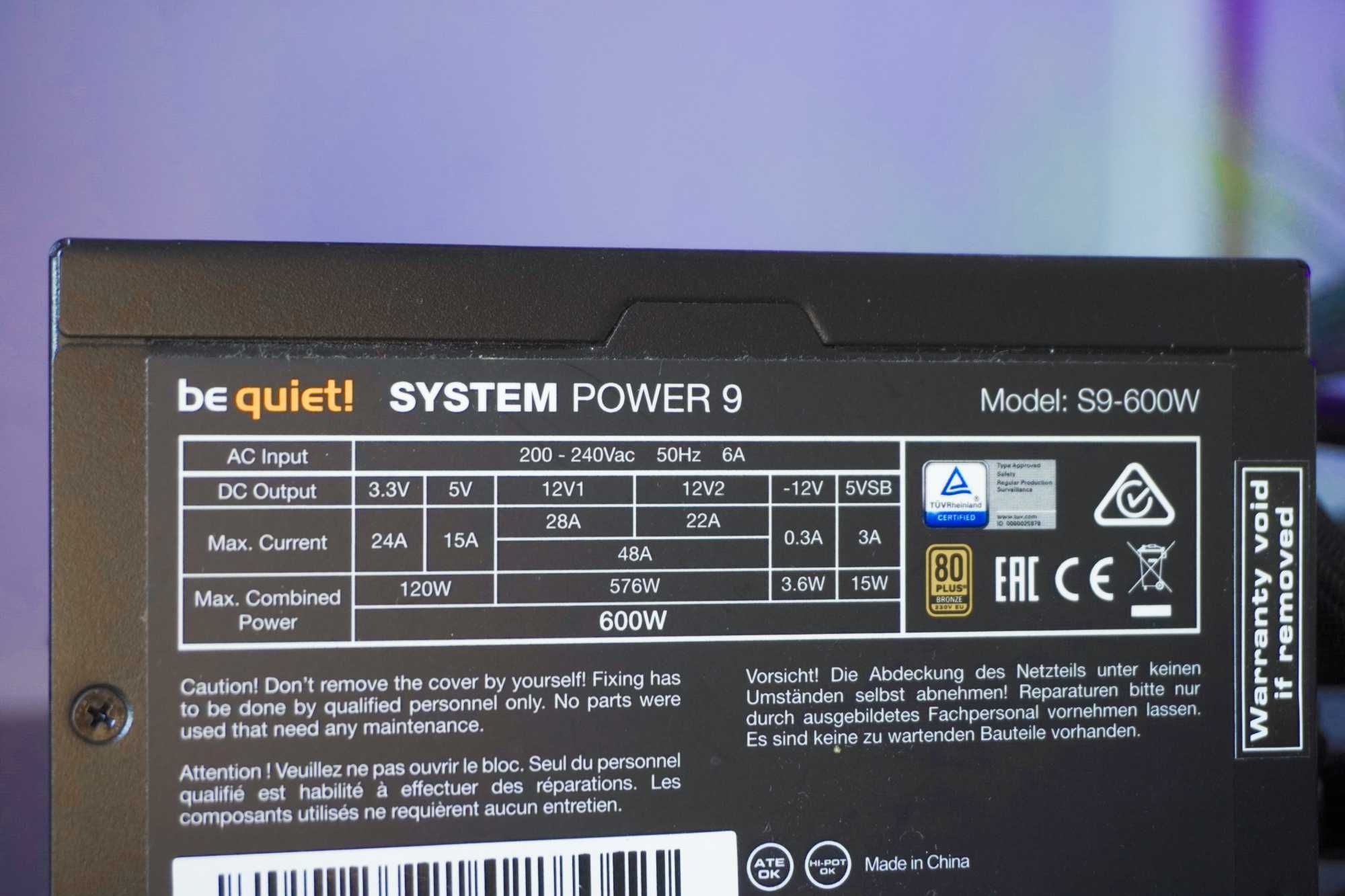 be quiet! System Power 9 600W 80 Plus Bronze