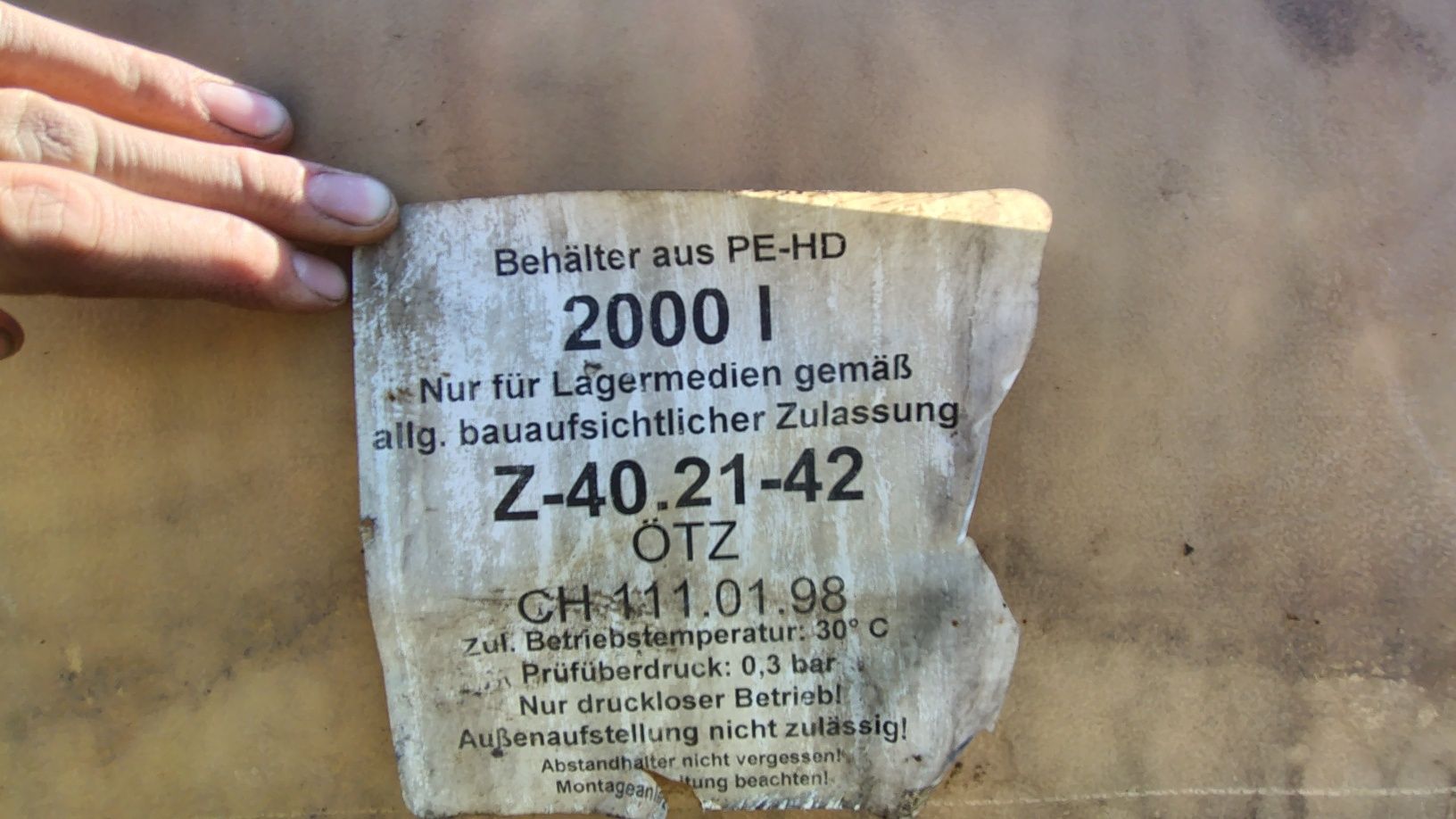 Zbiornik na deszczówkę paliwo 2000l