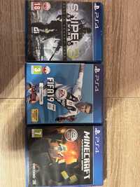 Gry na PS4 (fifa19,Minecraft,Sniper 3 Ghost Warrior)