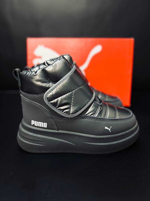 Зимние женские дутики пума  серые супер тёплые дутиши puma на меху