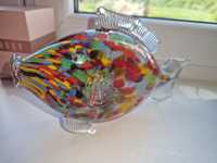Ryba szklana z prl unikat kolorowa szklo j murano