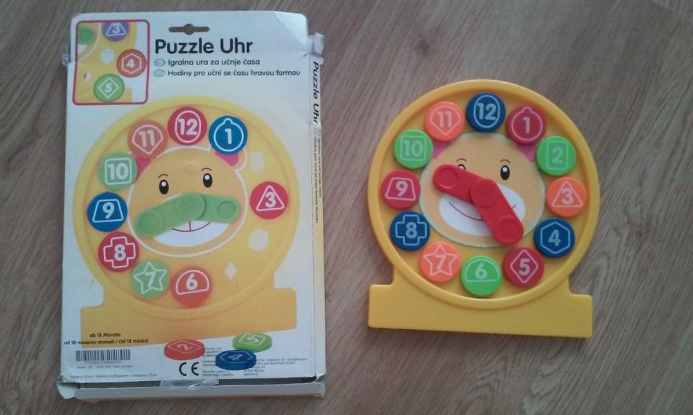 SOLIDNA układanka ZEGAR nauka godzin Puzzle 2-6 l zabawka edukacyjna