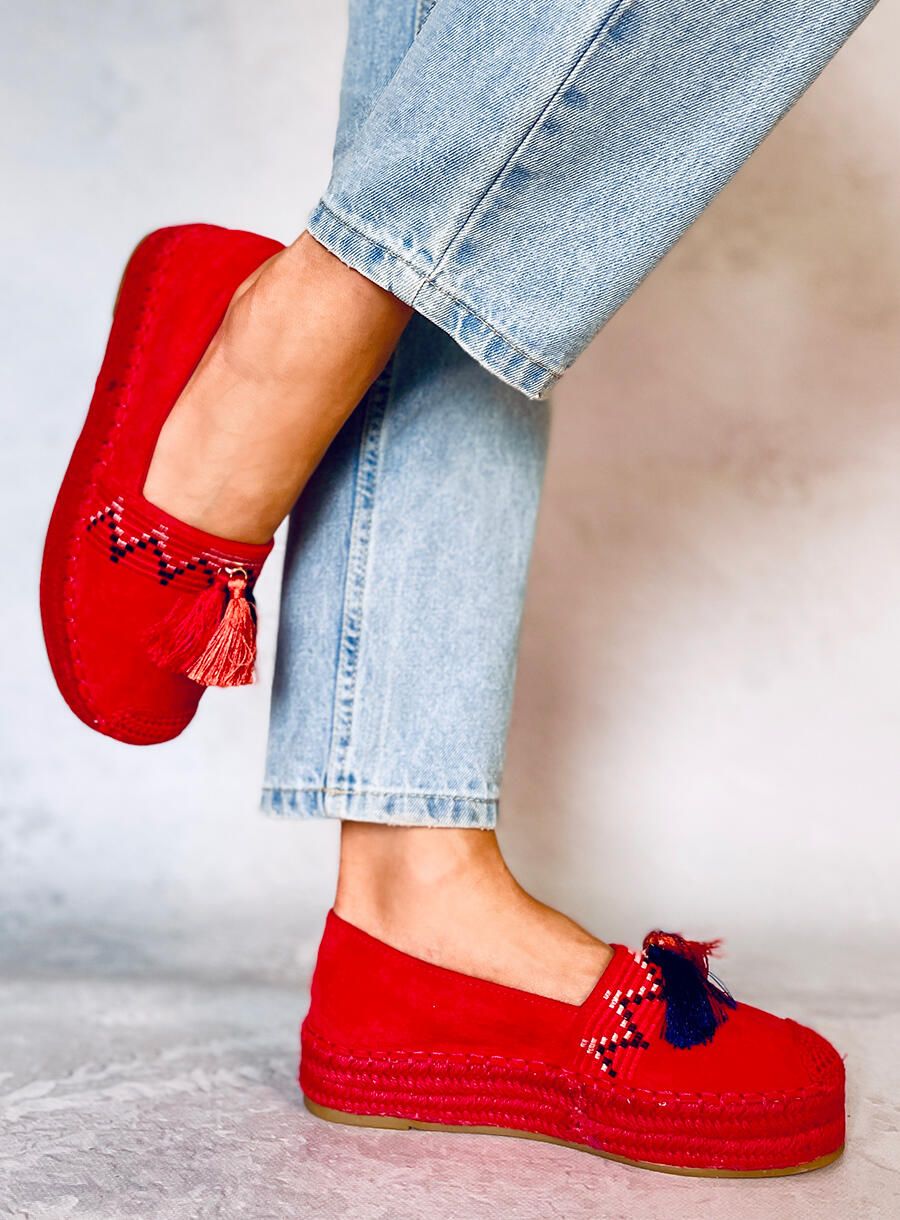 Espadryle Z Frędzelkami Czerwone 1735 Red