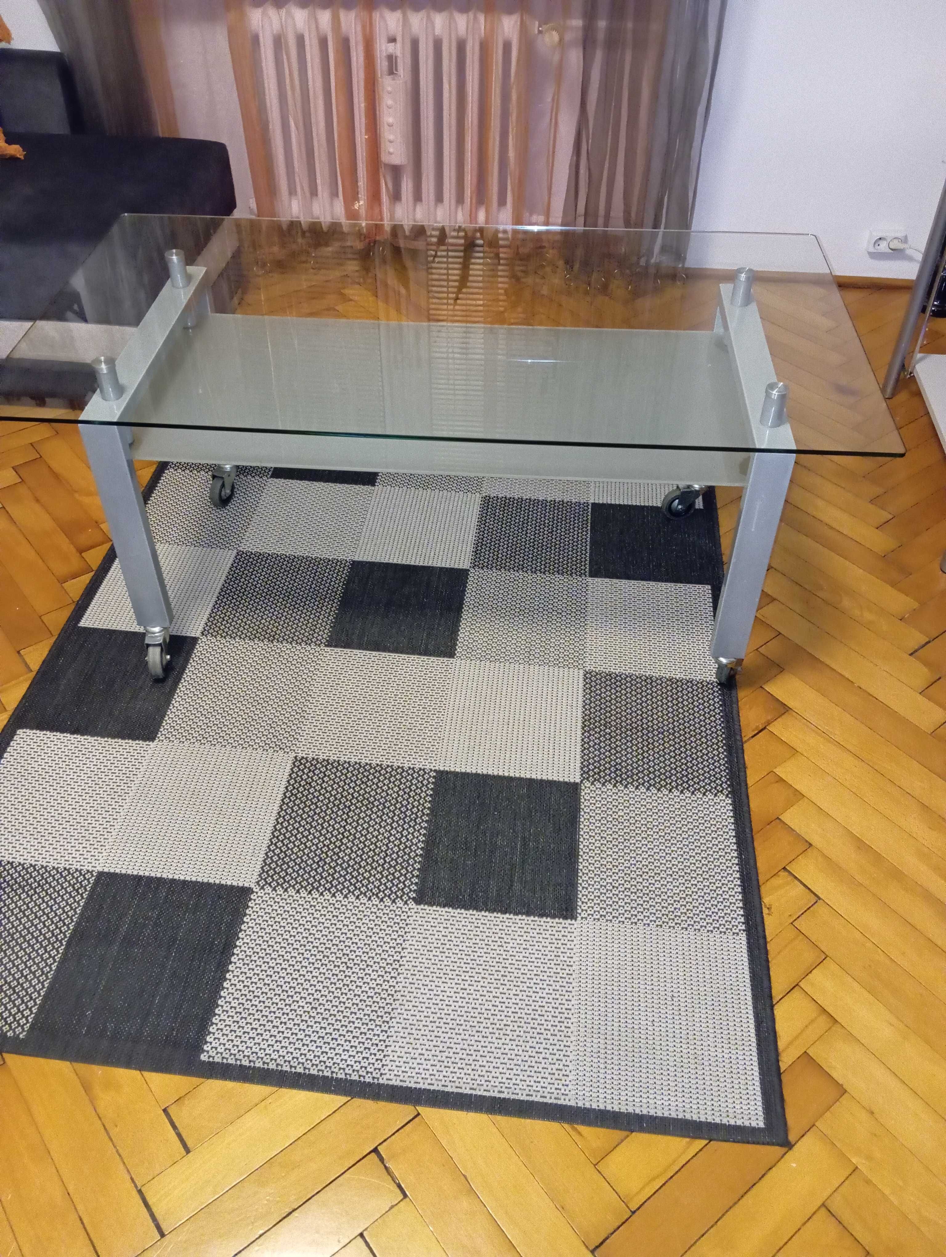 Stolik szklano metalowy