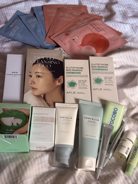 zestaw koreańskich kosmetyków skin1004, biodance, abib, tocobo
