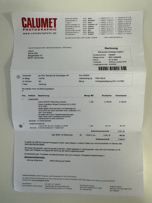 Canon R6 + 4 baterias + acessórios