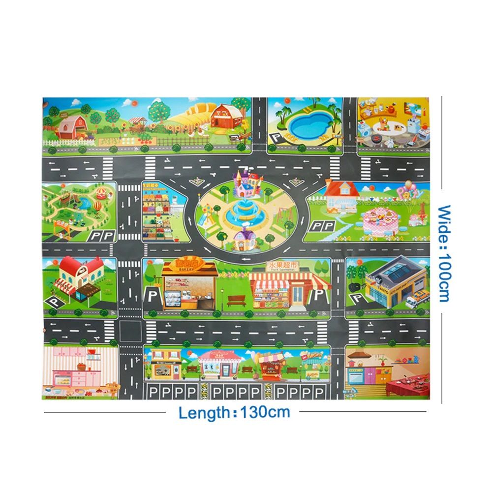 Mata edukacyjna miasto ulica + znaki drogowe wodoodporna 130x100cm