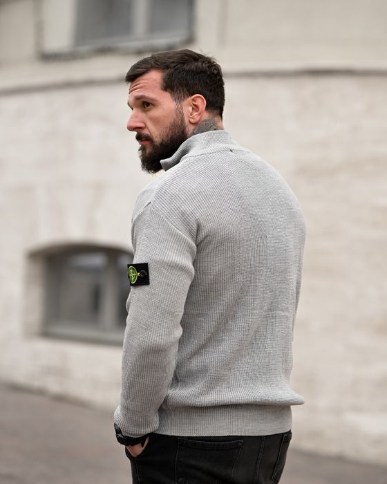 чоловічий светр stone island чорний сірий олива/чоловічий светр на зіп