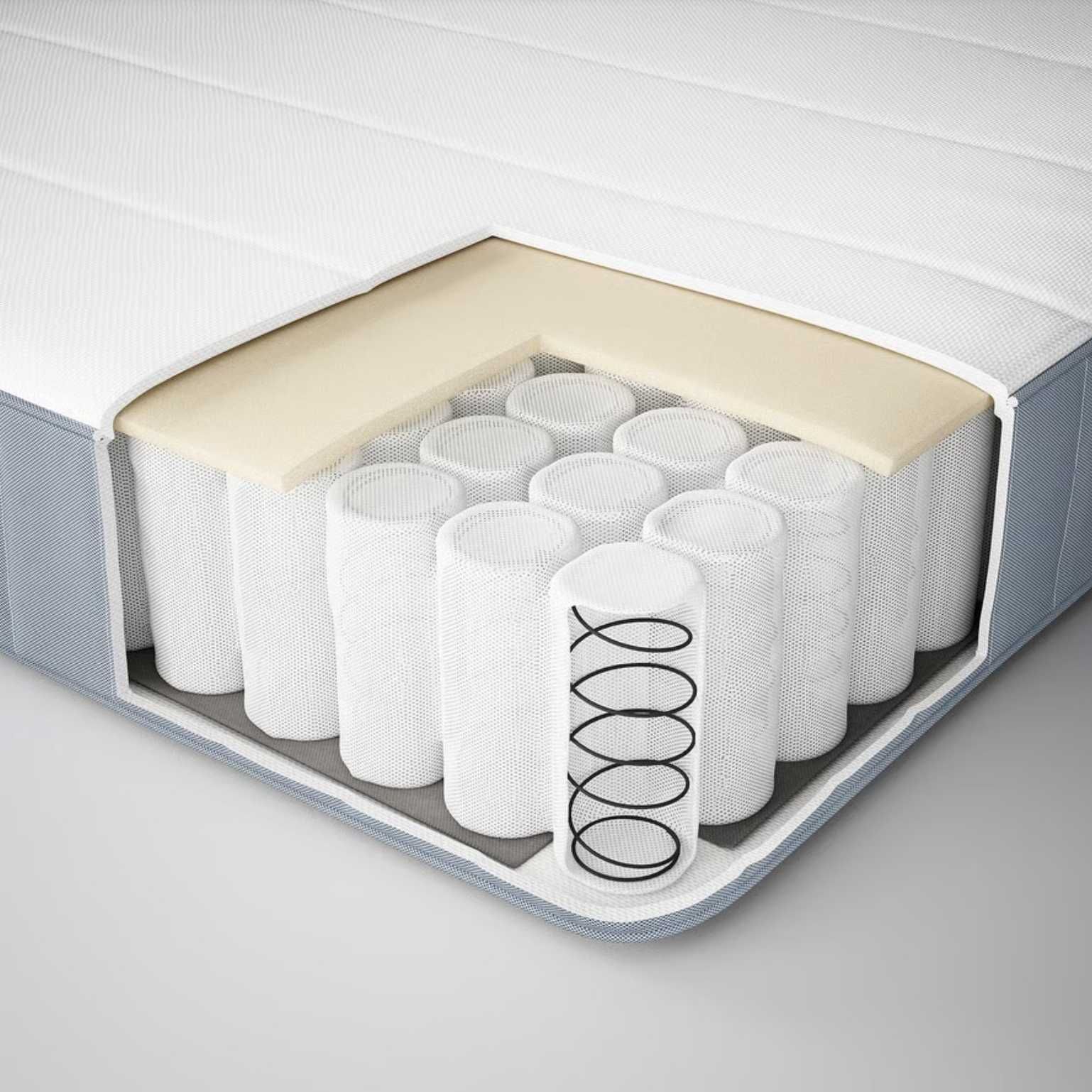 Cama otomana estofada e colchão de molas ensacadas