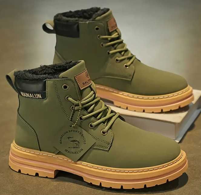 MAINALUN Чоловічі зимові черевикі, теплі, нековзна ПВХ підошва
