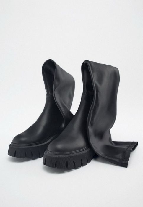 Zara сапоги чулки ботфорти чоботи