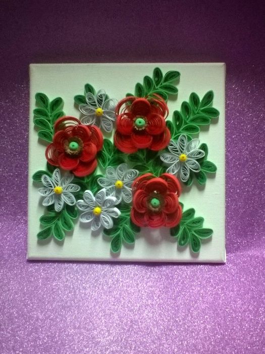 Obraz kwiaty 20 X 20 cm. Quilling