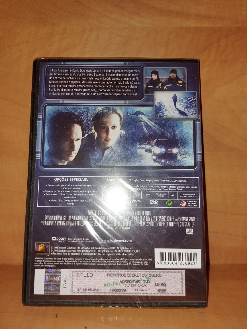 DVD NOVO e SELADO - Ficheiros Secretos (X-FileS) Quero Acreditar