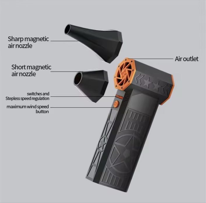 Mocna dmuchawa FIIZREAL X50 bezszczotkowa 57m/s 8000mAh 130tys obr/min