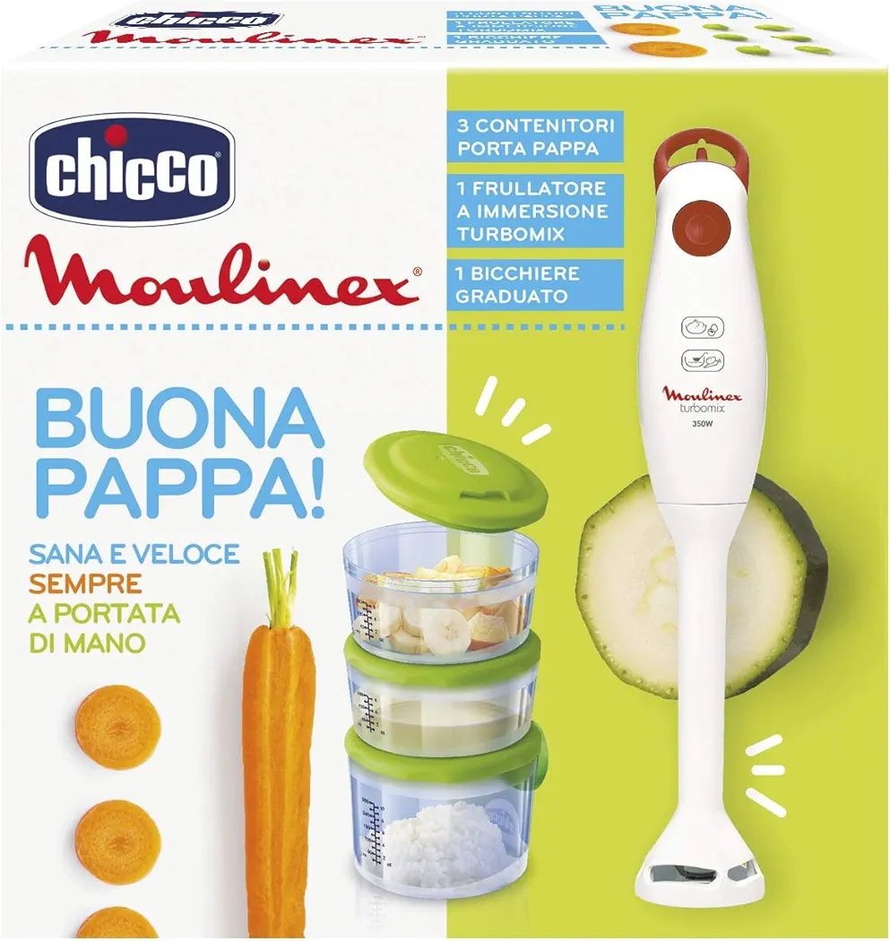 Chicco Moulinex Mikser ze szklankami, 3 pojemniki, biały