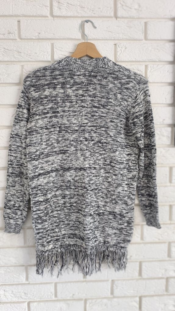 Kardigan damski narzutka damska sweter XS 34 S 36 frędzle boho