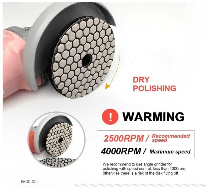 Diamentowe pady polerskie 7 sztuk 100mm SHDIATOOL