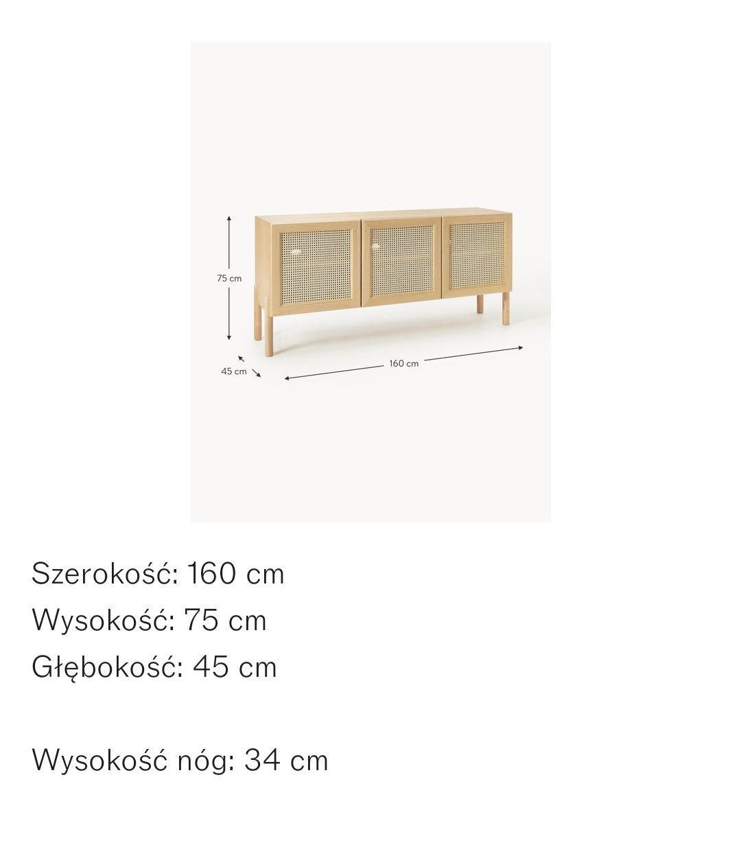 Komoda z drewna dębowego z plecionką wiedeńską Jolie Westwing