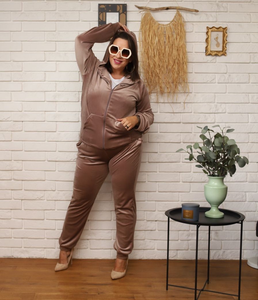 Polski komplet, dres welurowy na suwak plus size różne rozmiary