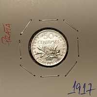 França - moeda de prata de 50 cêntimos de 1917