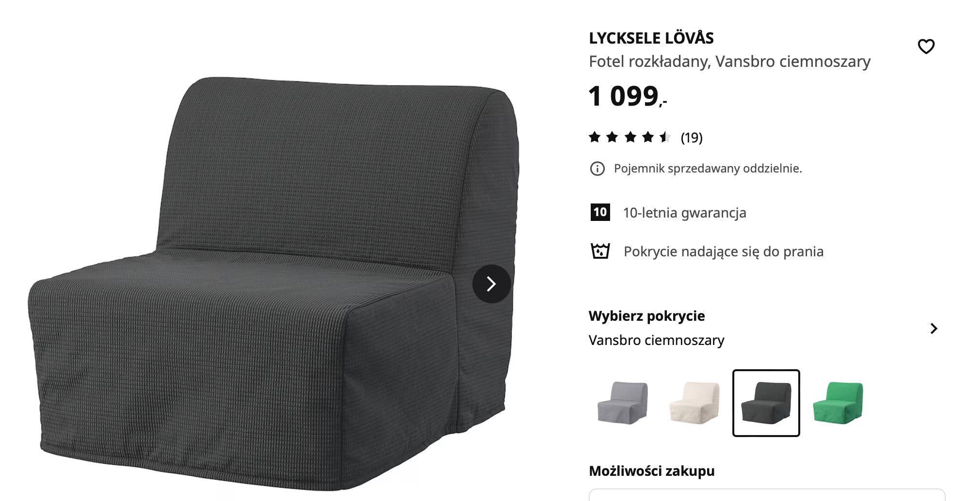 LYCKSELE LÖVÅS Fotel rozkładany IKEA