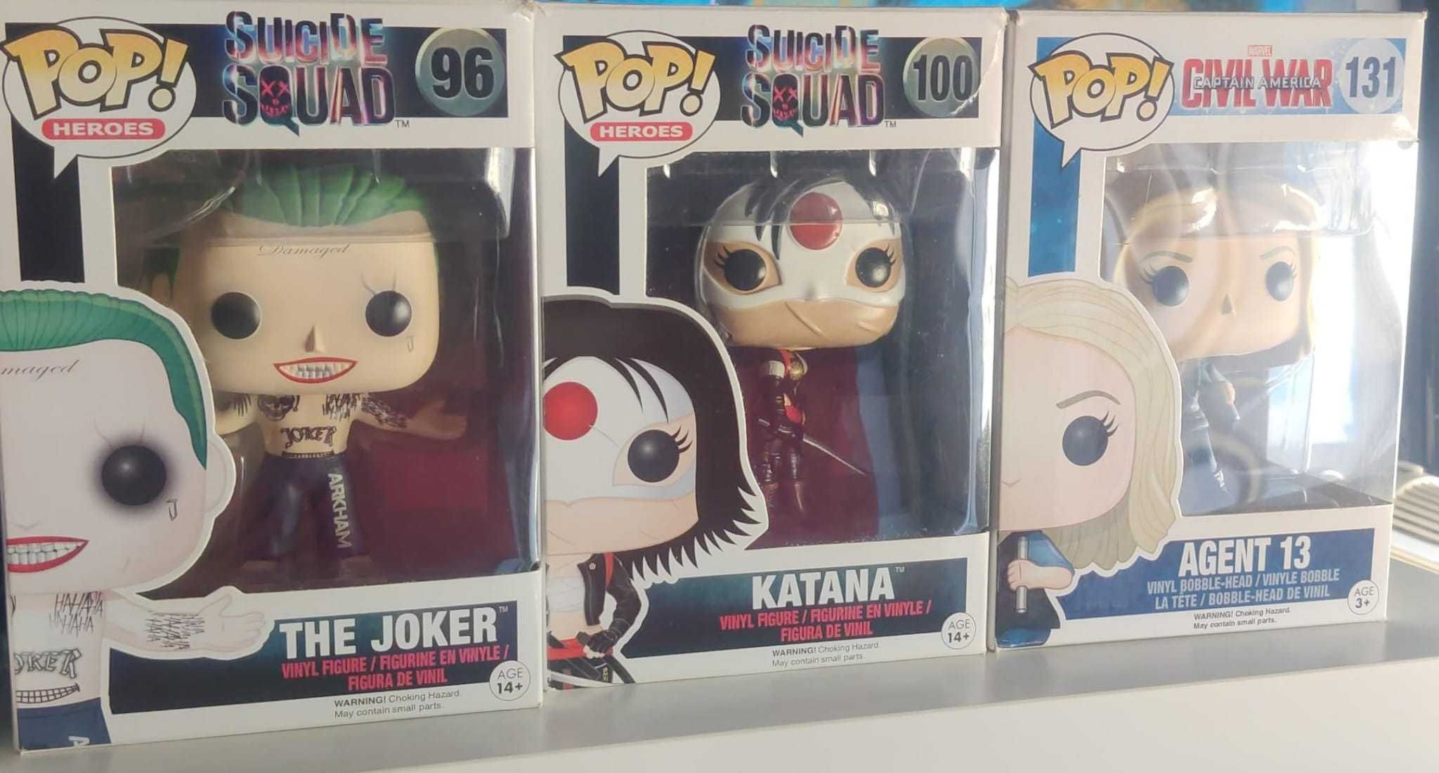 Figuras Funko Pop (The joker, Katana, Agent 13)