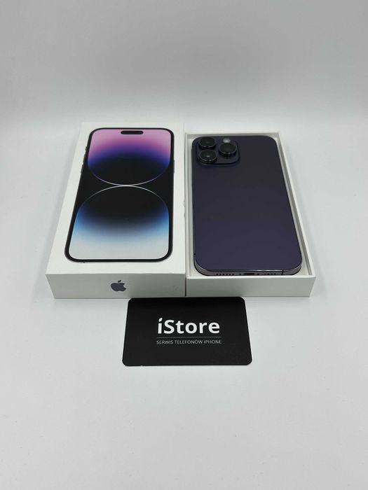 iPhone 14 PRO • 128 GB • Deep Purple • 100% bateria • GWARANCJA •