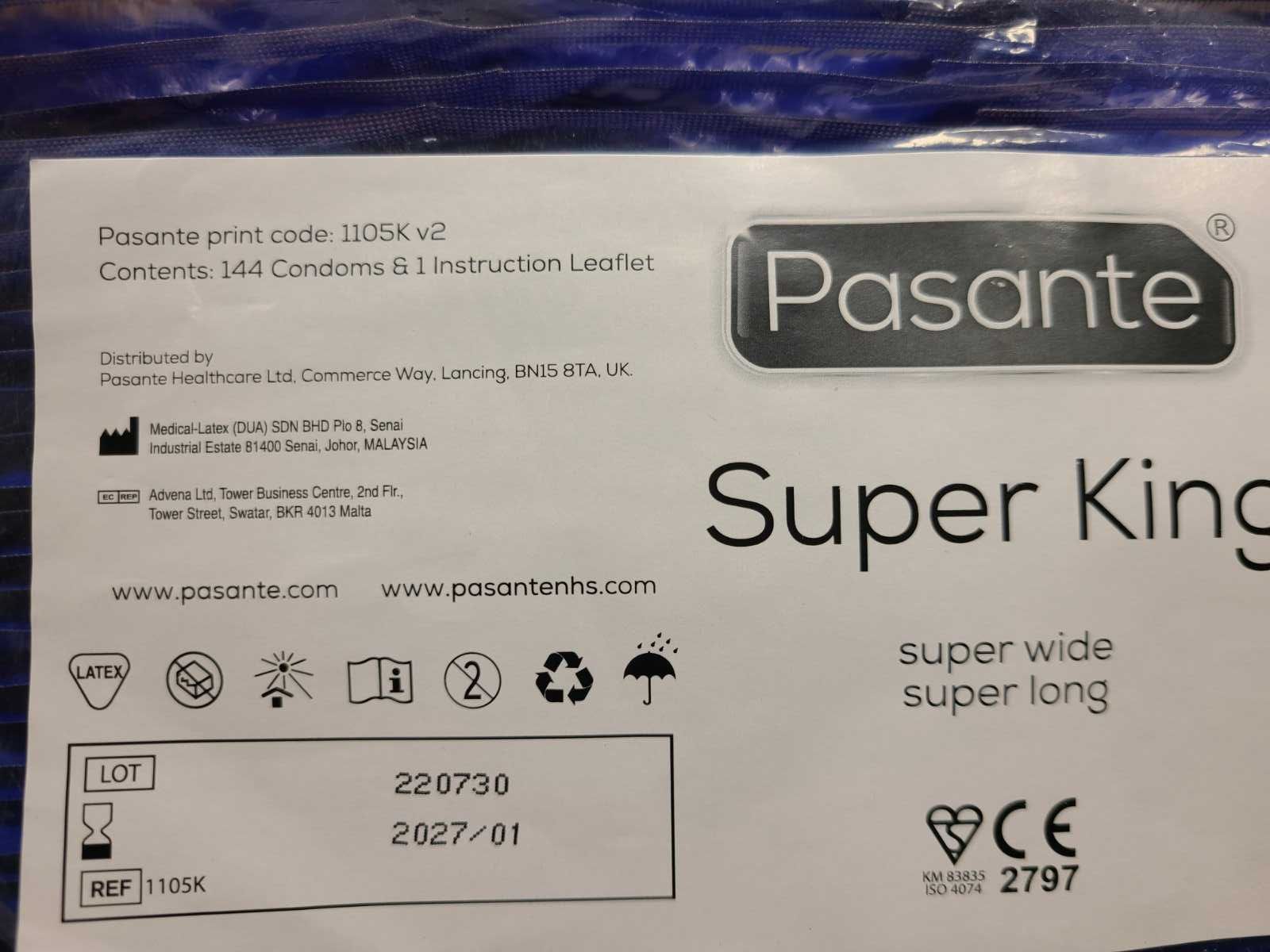 10 шт. Самые большие широкие презервативы Pasante Super King 69мм