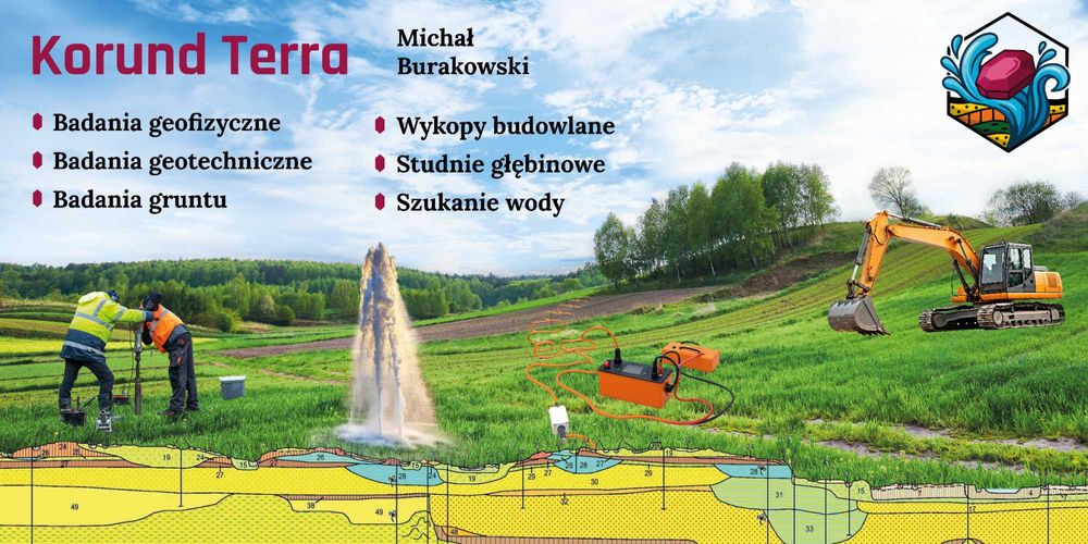 Badania gruntu, badania geofizyczne, szukanie wody, koparki, studnie