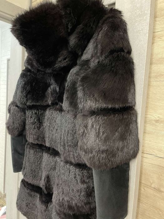 Шуба з кролика та замшу