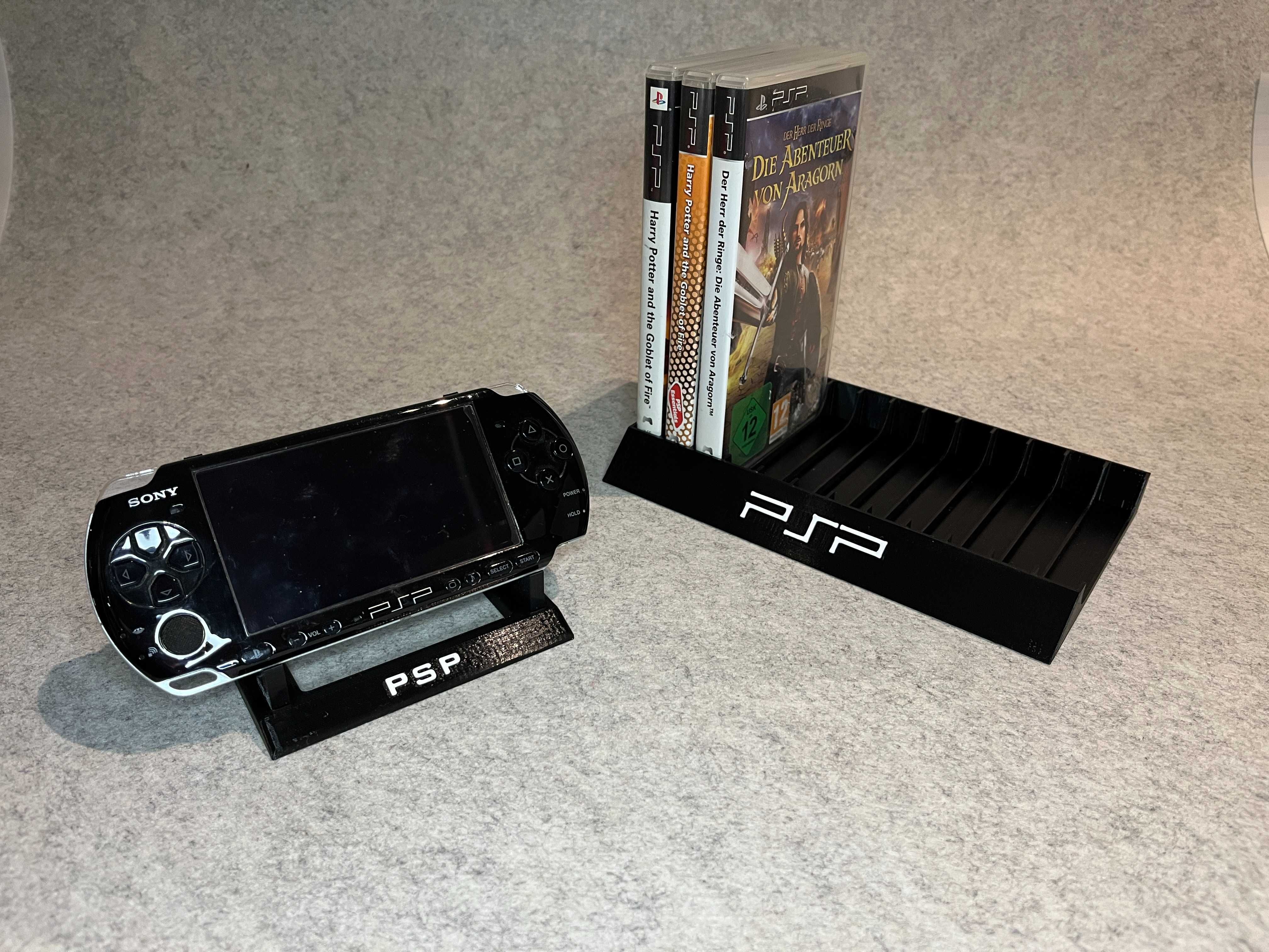 Zestaw stojakow na 12 gier oraz konsole PSP PlayStation Portable