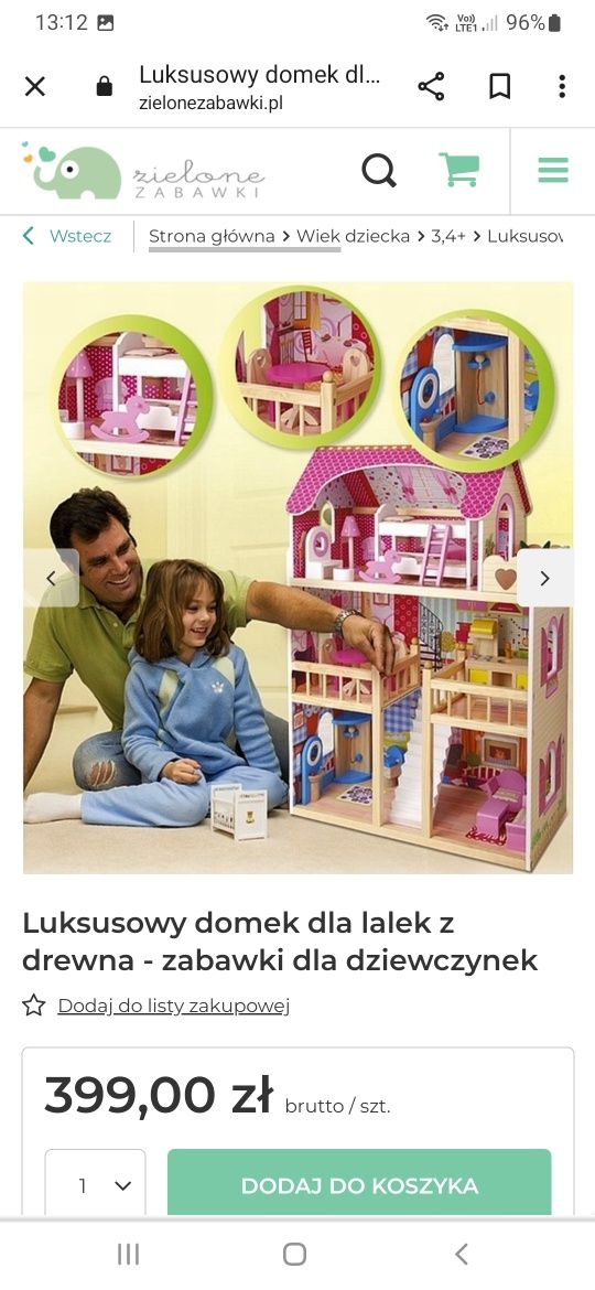 Luksusowy domek dla lalek z drewna - zabawki dla dziewczynek