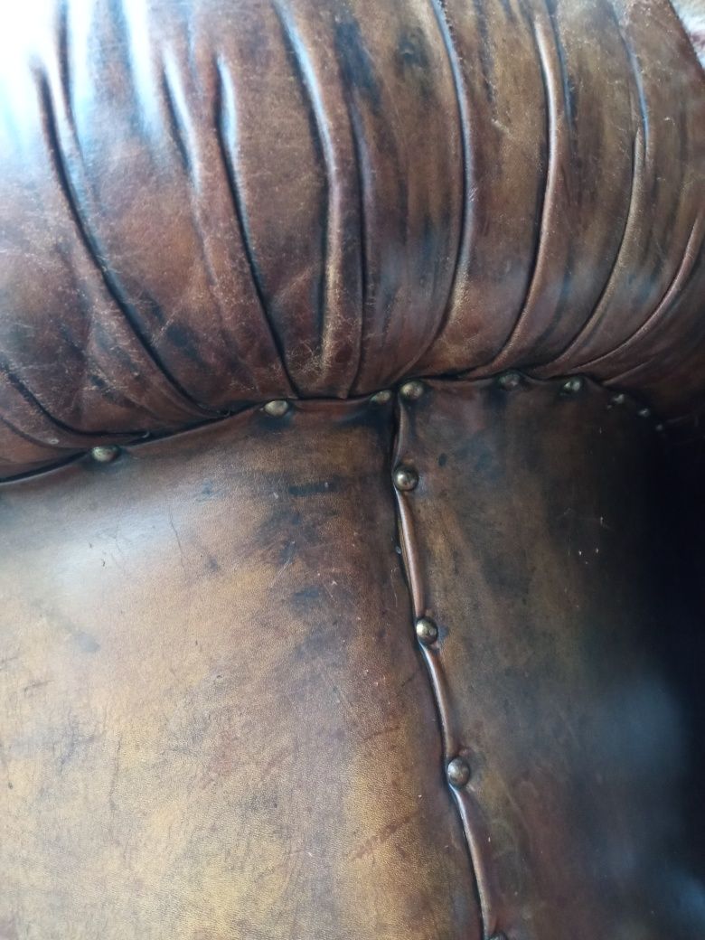 Chesterfield pikowana skórzana w 100%oryginalna kanapa sofa transport